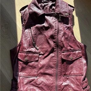 Jou Jou Maroon Leather Vest